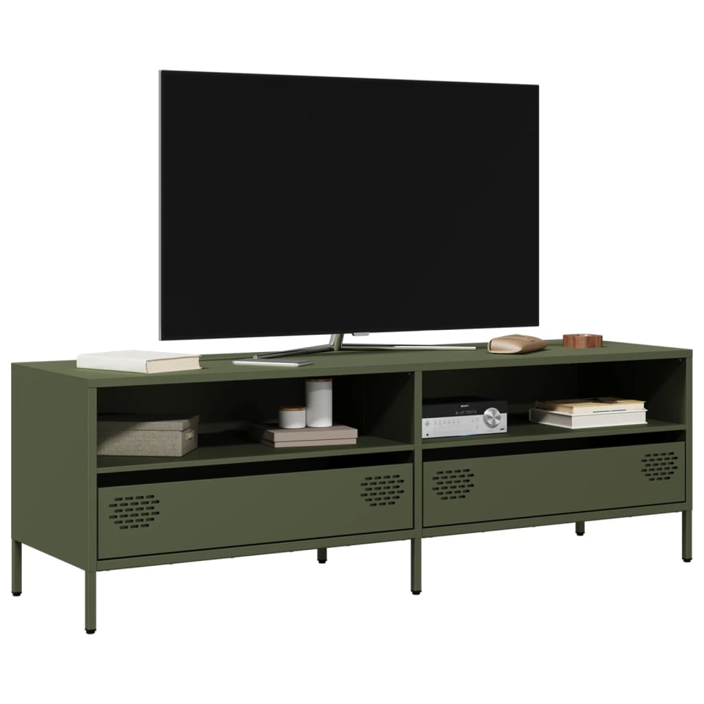 Vetonek Mueble TV acero laminado en frío verde oliva 135x39x43,5 cm