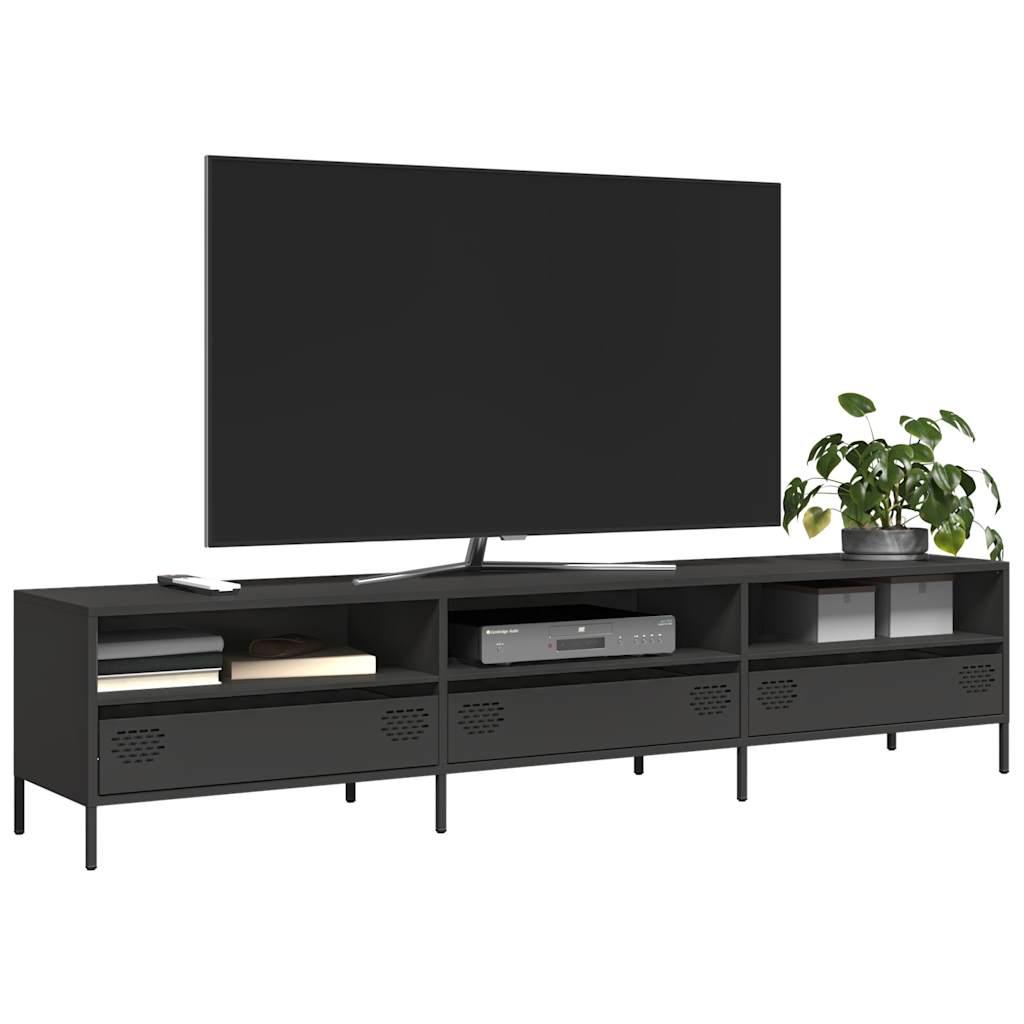 Vetonek Mueble para TV acero laminado en frío negro 202x39x43,5 cm