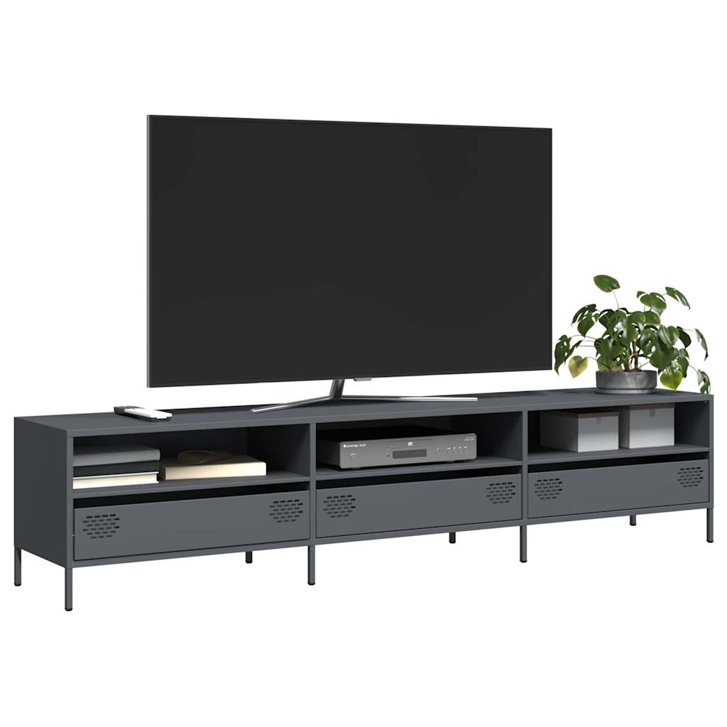 Vetonek Mueble de TV acero laminado en frío antracita 202x39x43,5 cm