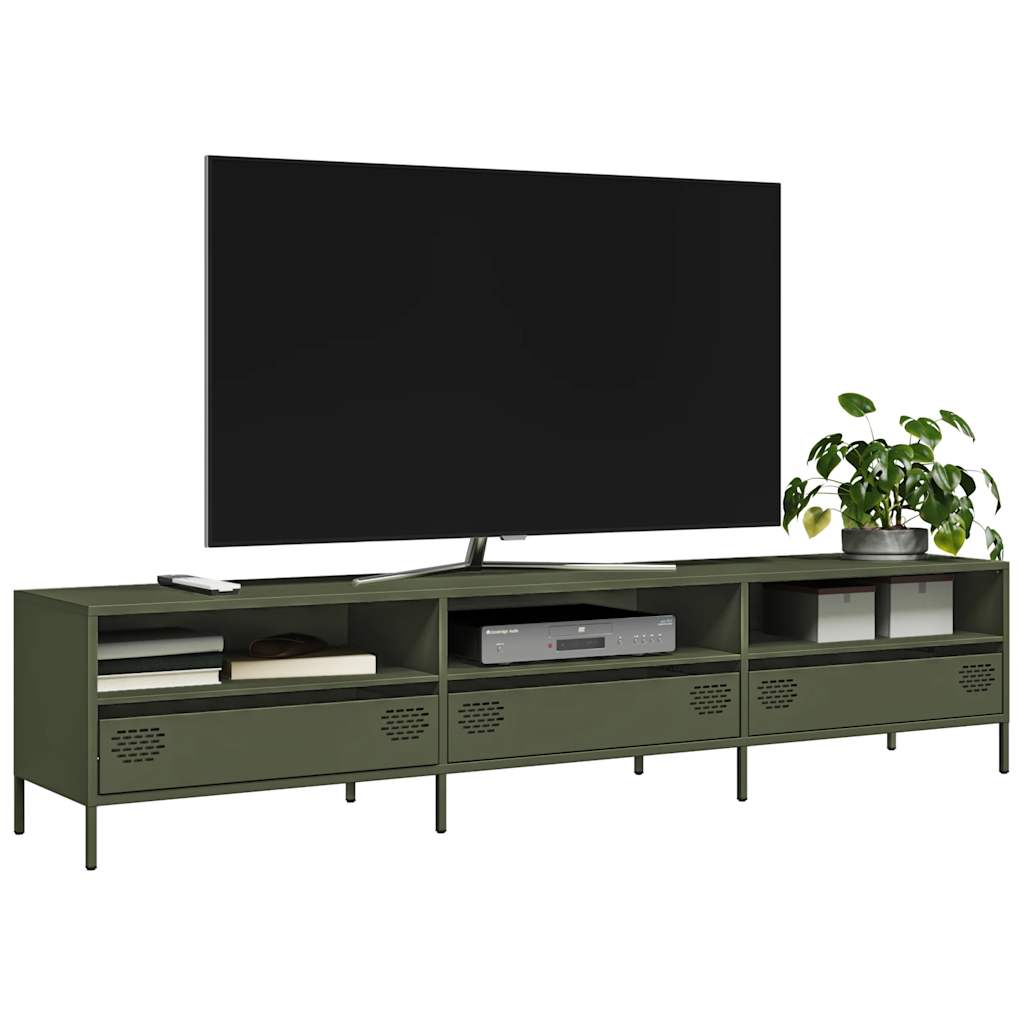 Vetonek Mueble TV acero laminado en frío verde oliva 202x39x43,5 cm