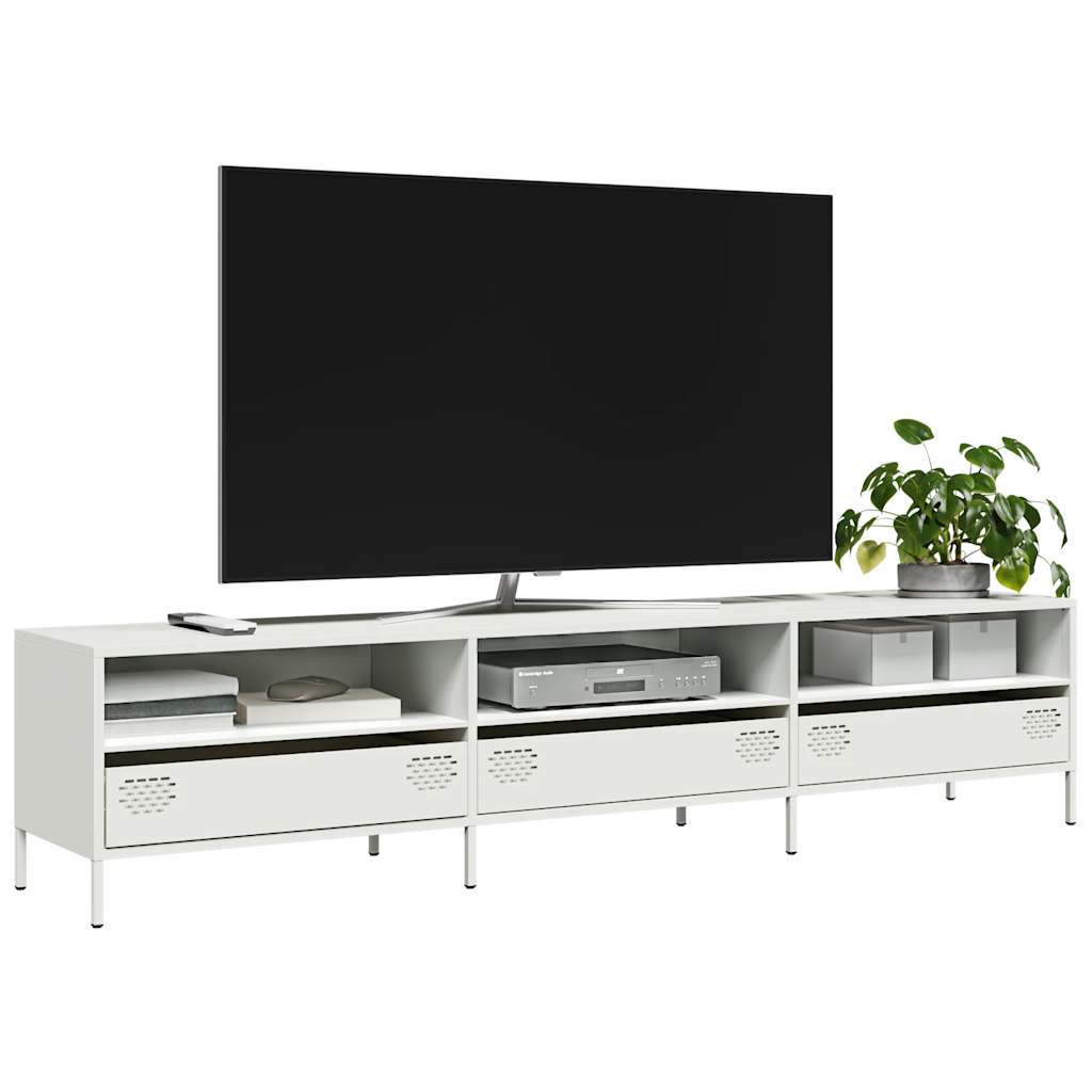 Vetonek Mueble para TV acero laminado en frío blanco 202x39x43,5 cm