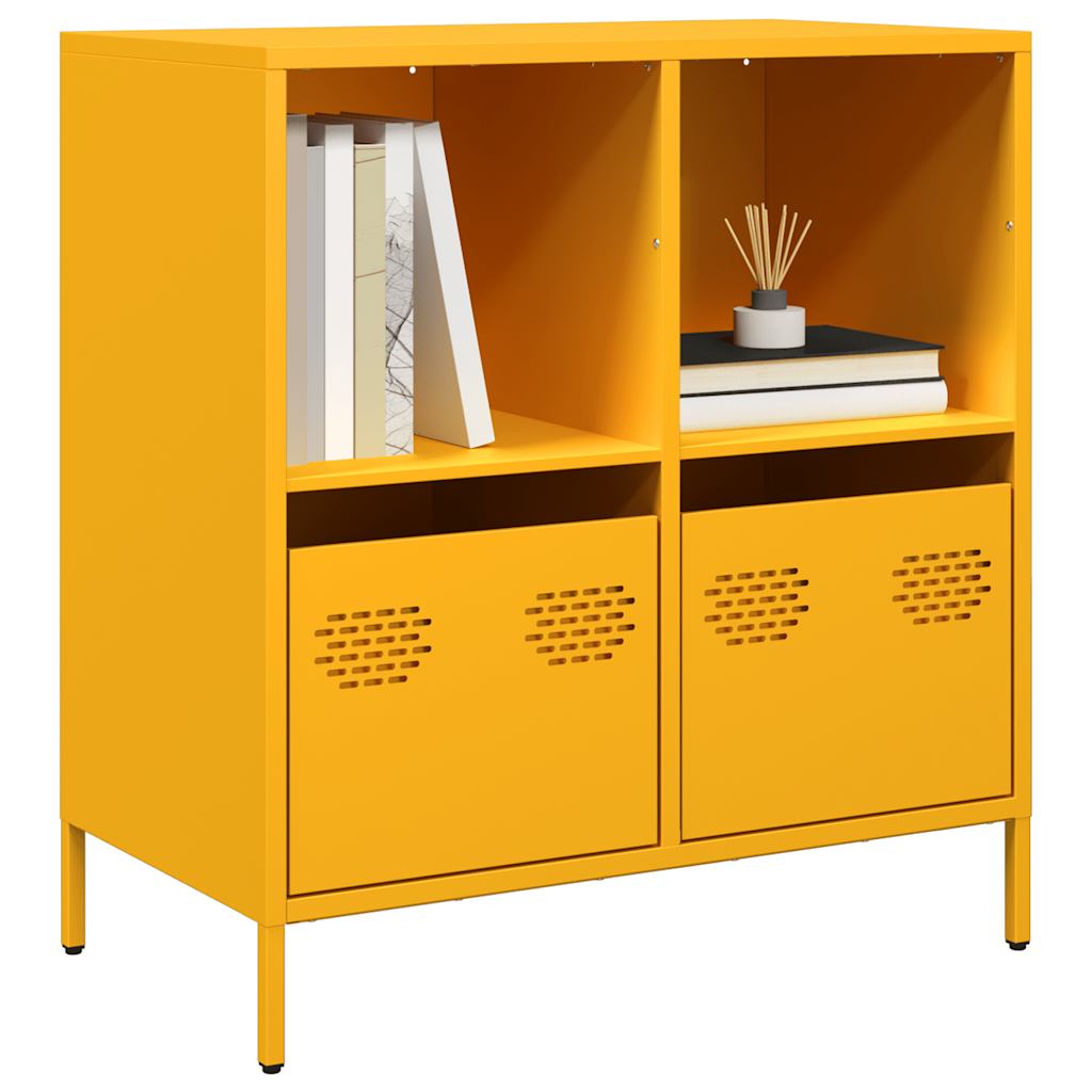 Vetonek Aparador acero laminado en frío amarillo mostaza 68x39x73,5 cm