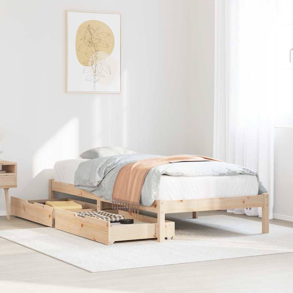 Vetonek Estructura de cama sin colchón madera maciza pino 75x190 cm