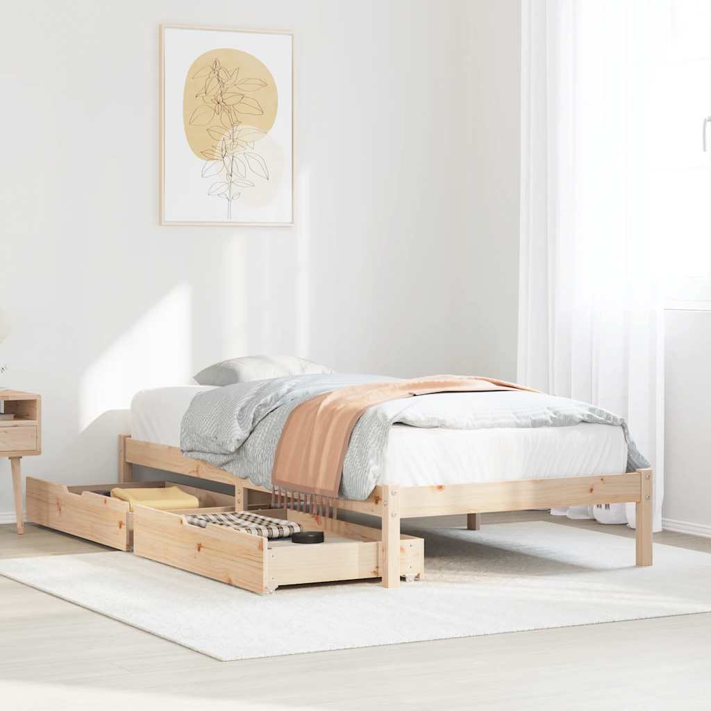 Estructura de cama sin colchón madera maciza de pino 90x190 cm v8115 Vetonek