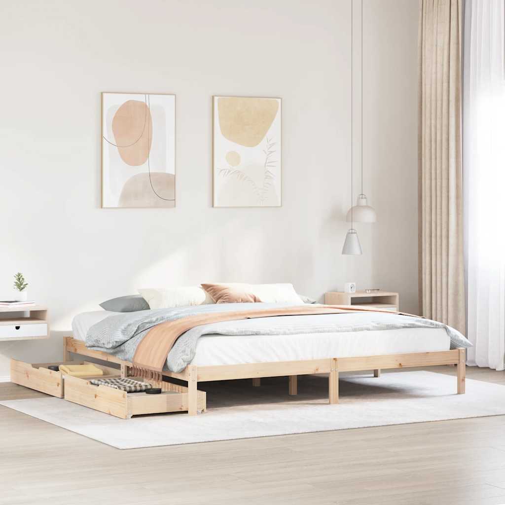 Vetonek Estructura de cama sin colchón madera maciza de pino 180x200 cm