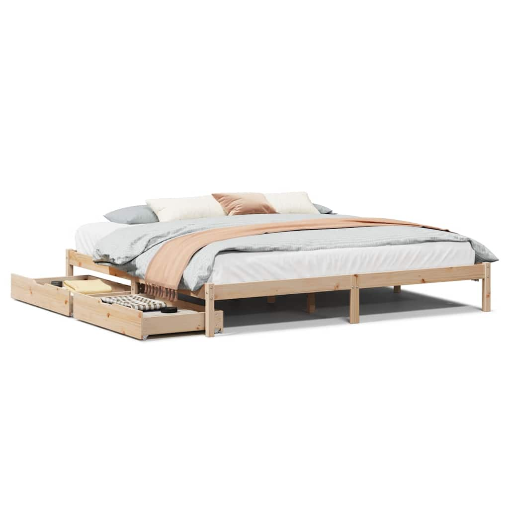 Vetonek Estructura de cama sin colchón madera maciza de pino 200x200 cm