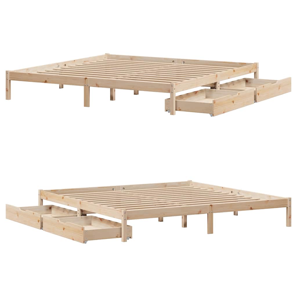 Estructura de cama sin colchón madera maciza de pino 200x200 cm V8337 Vetonek
