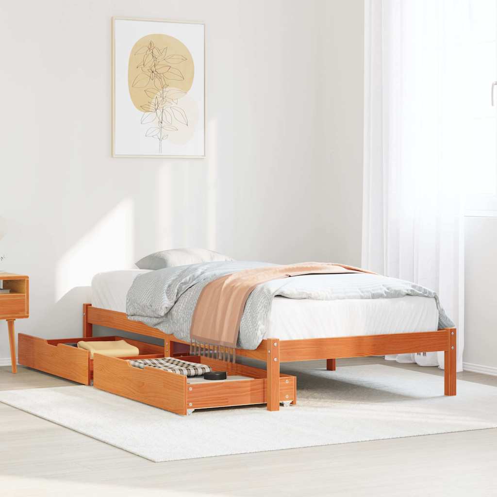 Estructura de cama sin colchón madera maciza marrón 75x190 cm v8351 Vetonek