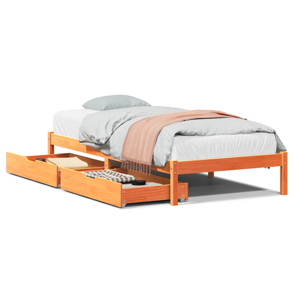 Vetonek Estructura de cama sin colchón madera maciza marrón 90x190 cm