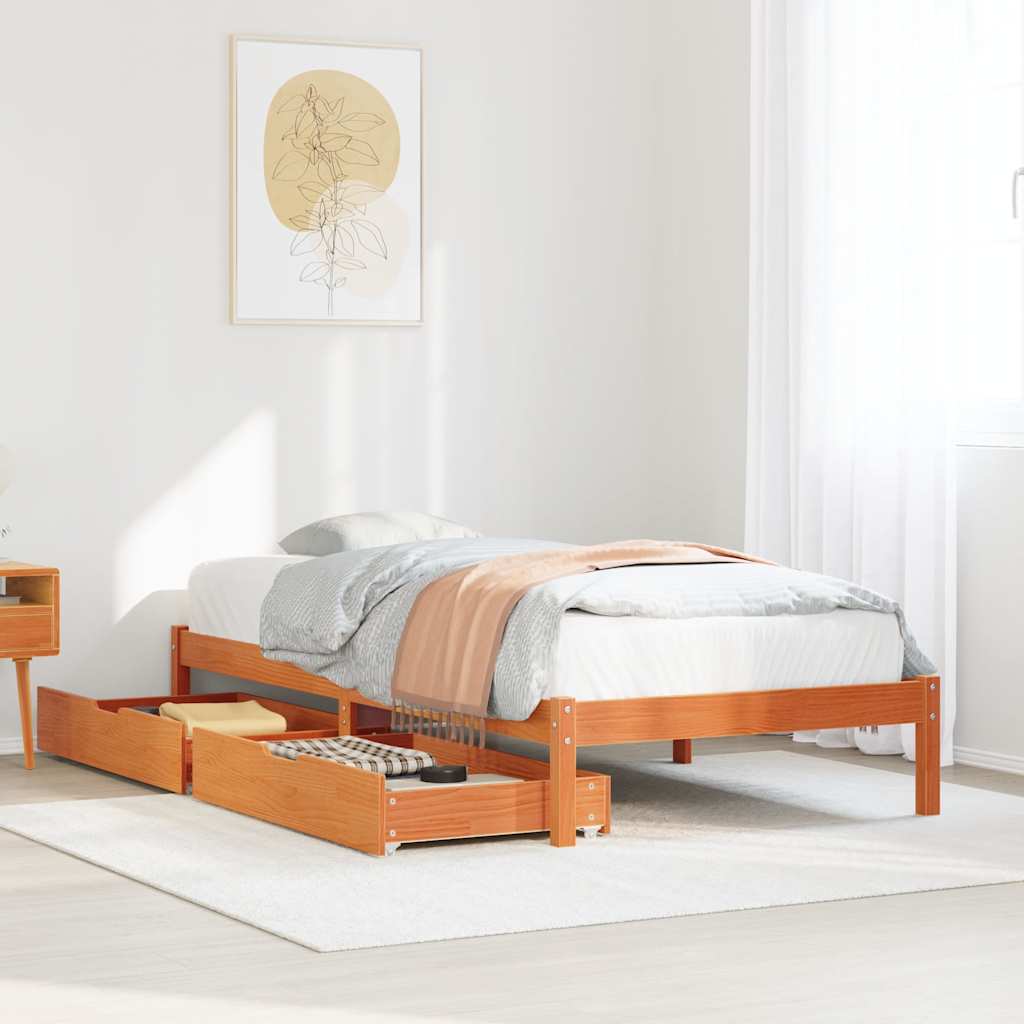 Vetonek Estructura de cama sin colchón madera maciza marrón 90x190 cm