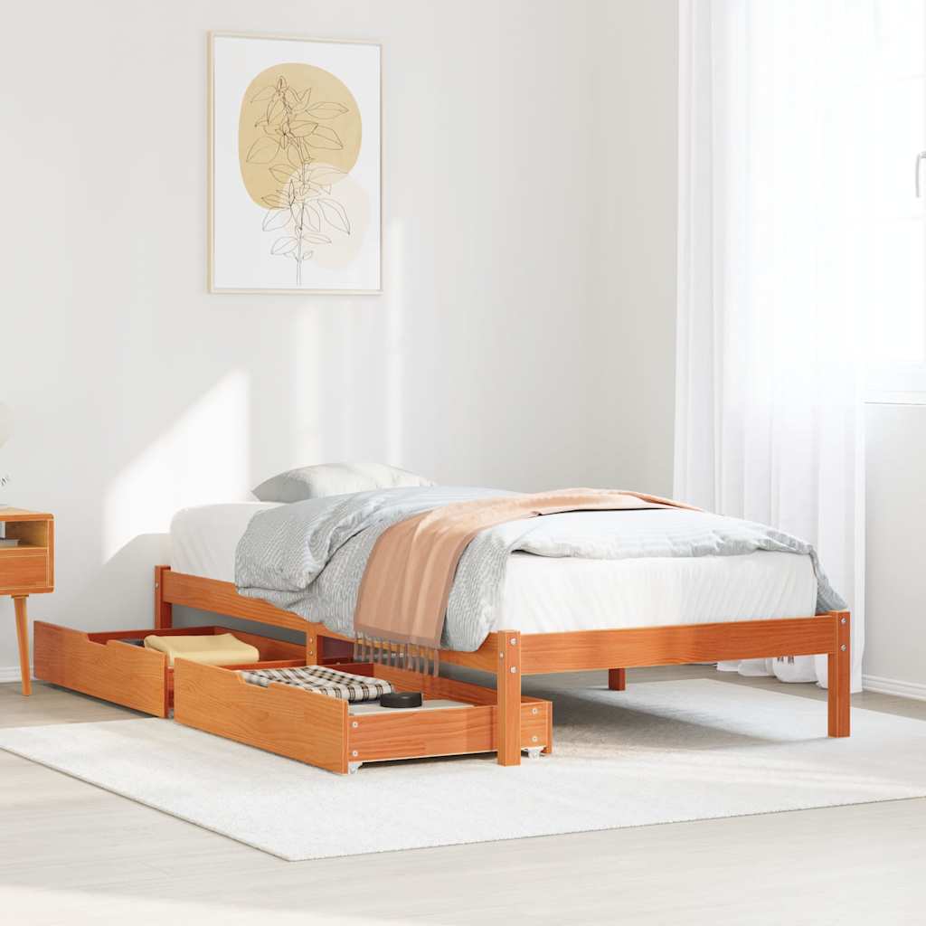Estructura de cama sin colchón madera maciza marrón 90x190 cm v8368 Vetonek