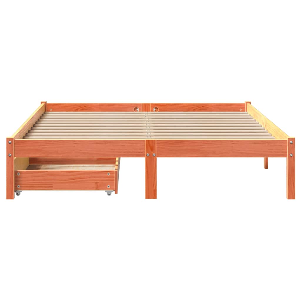 Estructura de cama sin colchón madera maciza marrón 135x190 cm v8382 - Vetonek