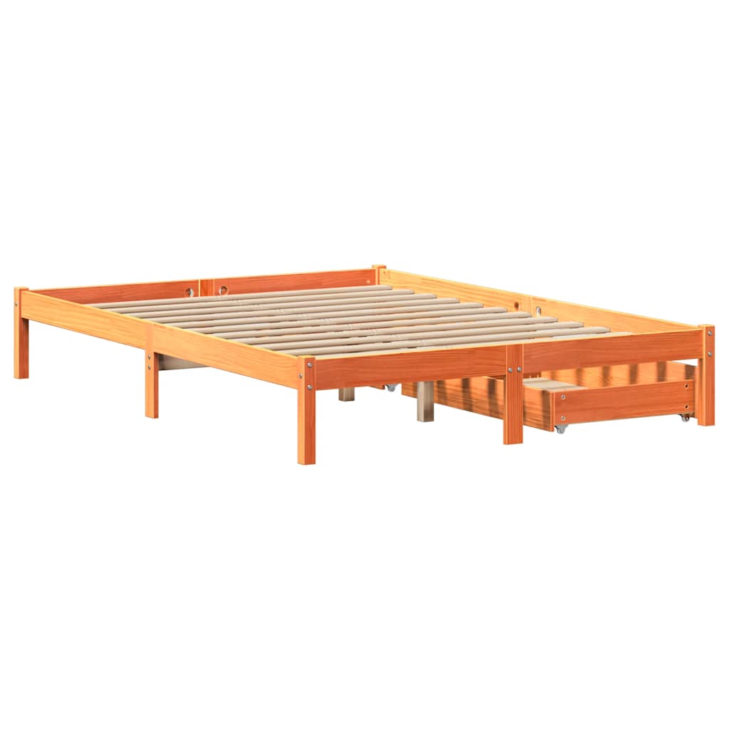 Estructura de cama sin colchón madera maciza marrón 135x190 cm v8382 - Vetonek
