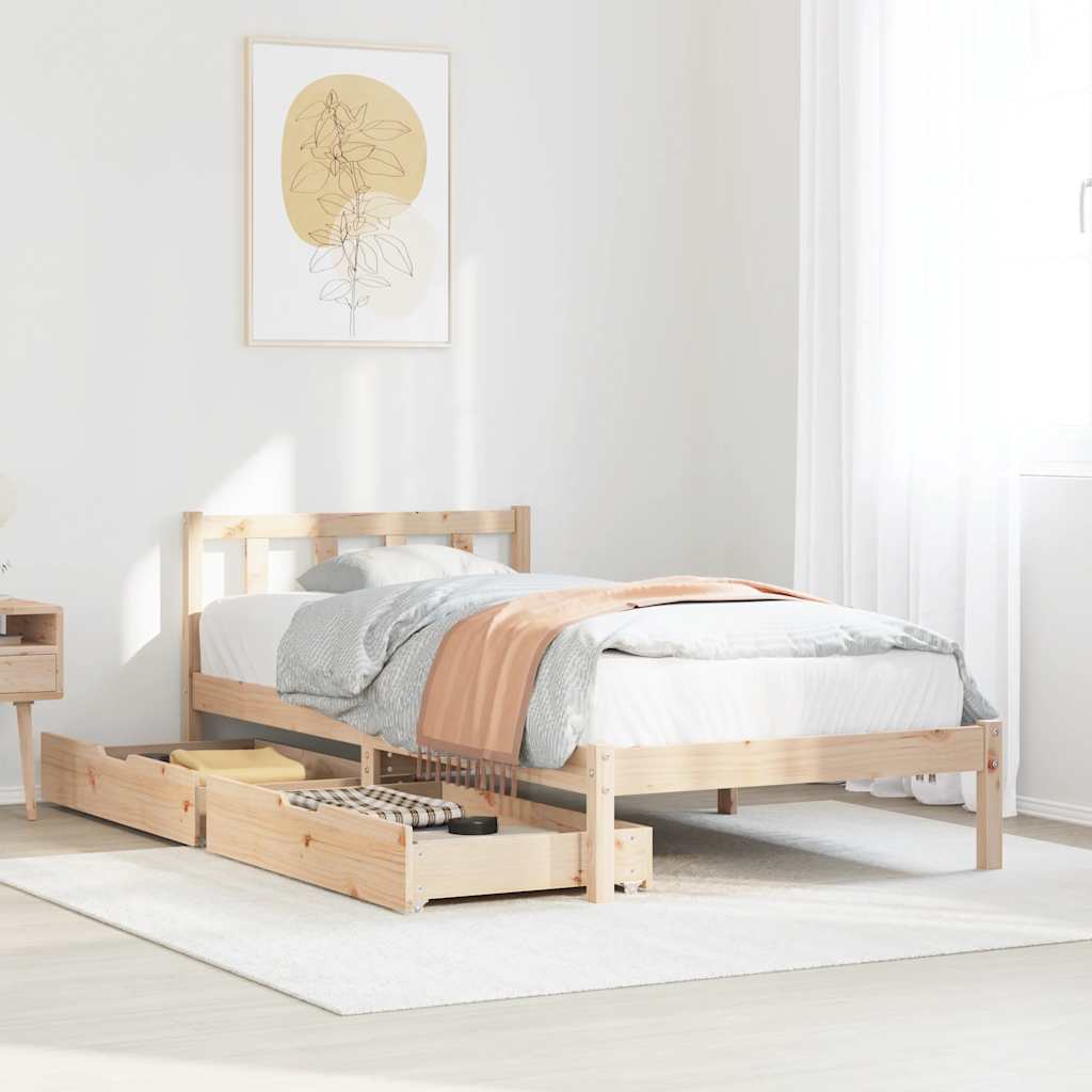 Vetonek Estructura de cama sin colchón madera maciza pino 75x190 cm