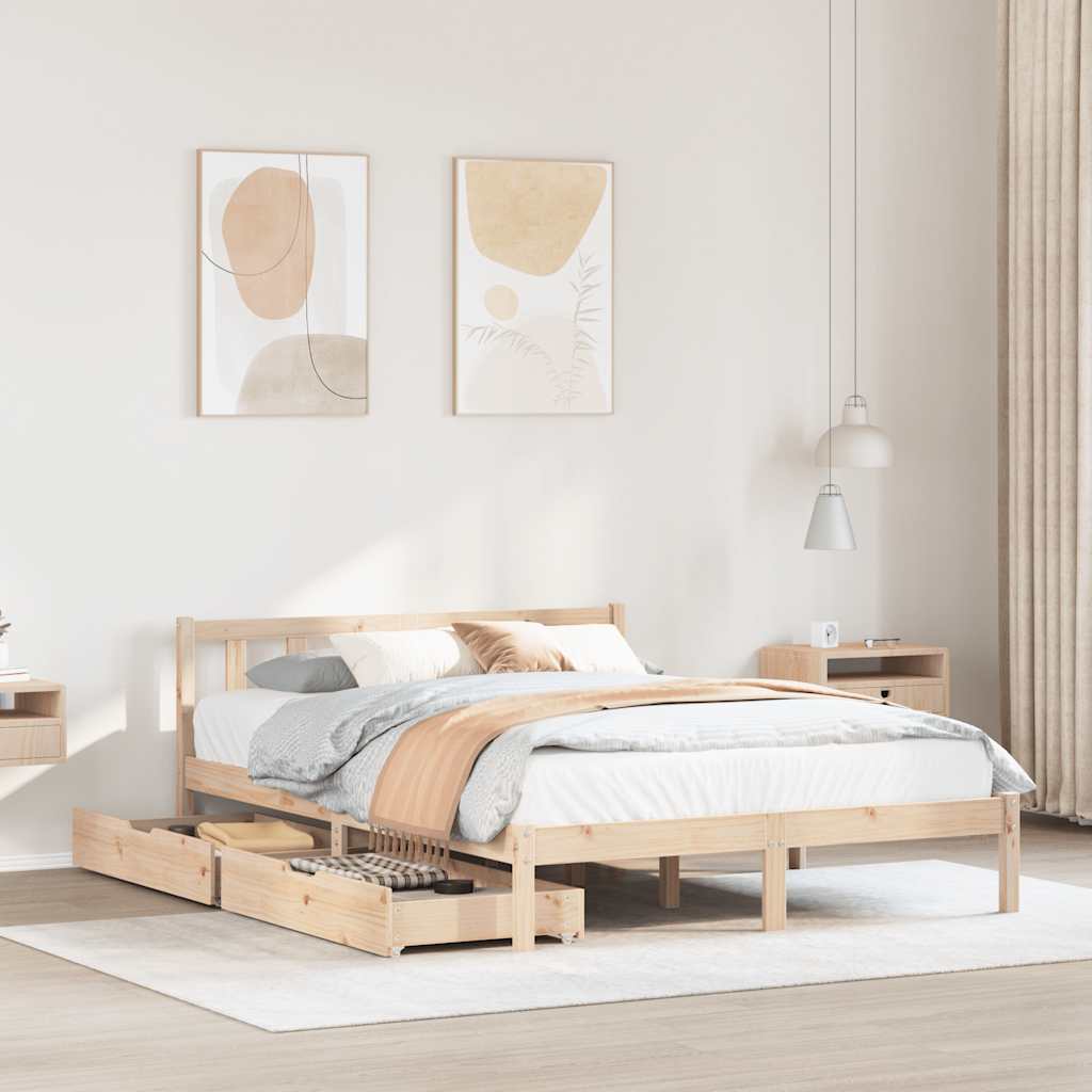 Vetonek Estructura de cama sin colchón madera maciza de pino 120x190 cm