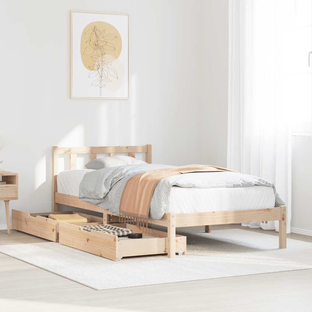 Estructura de cama sin colchón madera maciza de pino 90x200 cm v8580 Vetonek