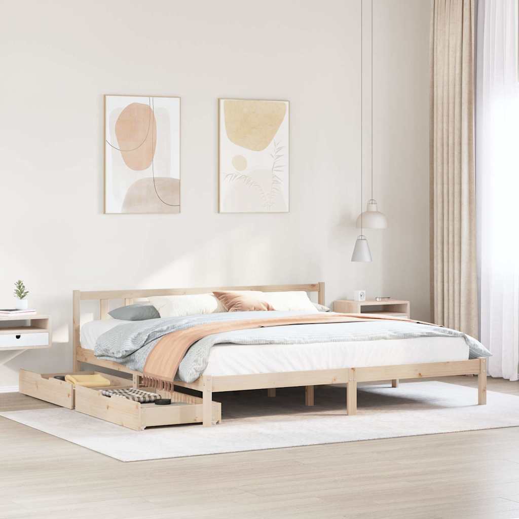 Vetonek Estructura de cama sin colchón madera maciza de pino 180x200 cm