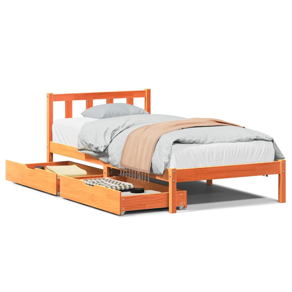 Estructura de cama sin colchón madera maciza marrón 75x190 cm v8740 - Vetonek