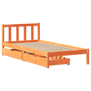 Estructura de cama sin colchón madera maciza marrón 75x190 cm v8740 - Vetonek