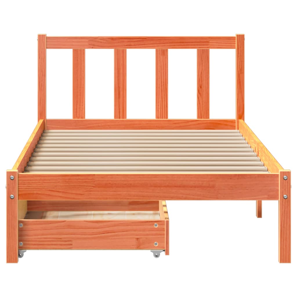 Estructura de cama sin colchón madera maciza marrón 75x190 cm v8740 - Vetonek
