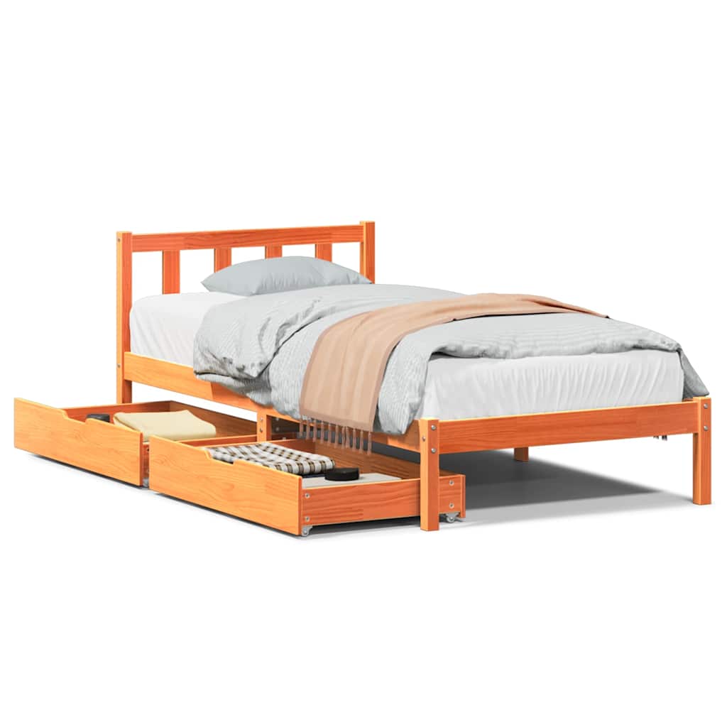 Vetonek Estructura de cama sin colchón madera maciza marrón 90x190 cm