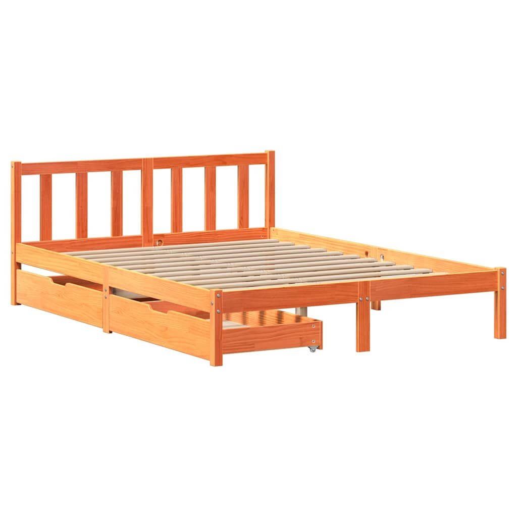 Estructura de cama sin colchón madera maciza marrón 120x190 cm v8764 - Vetonek
