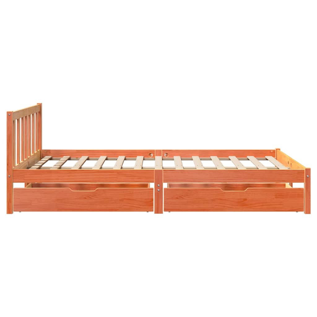Estructura de cama sin colchón madera maciza marrón 120x190 cm v8764 - Vetonek