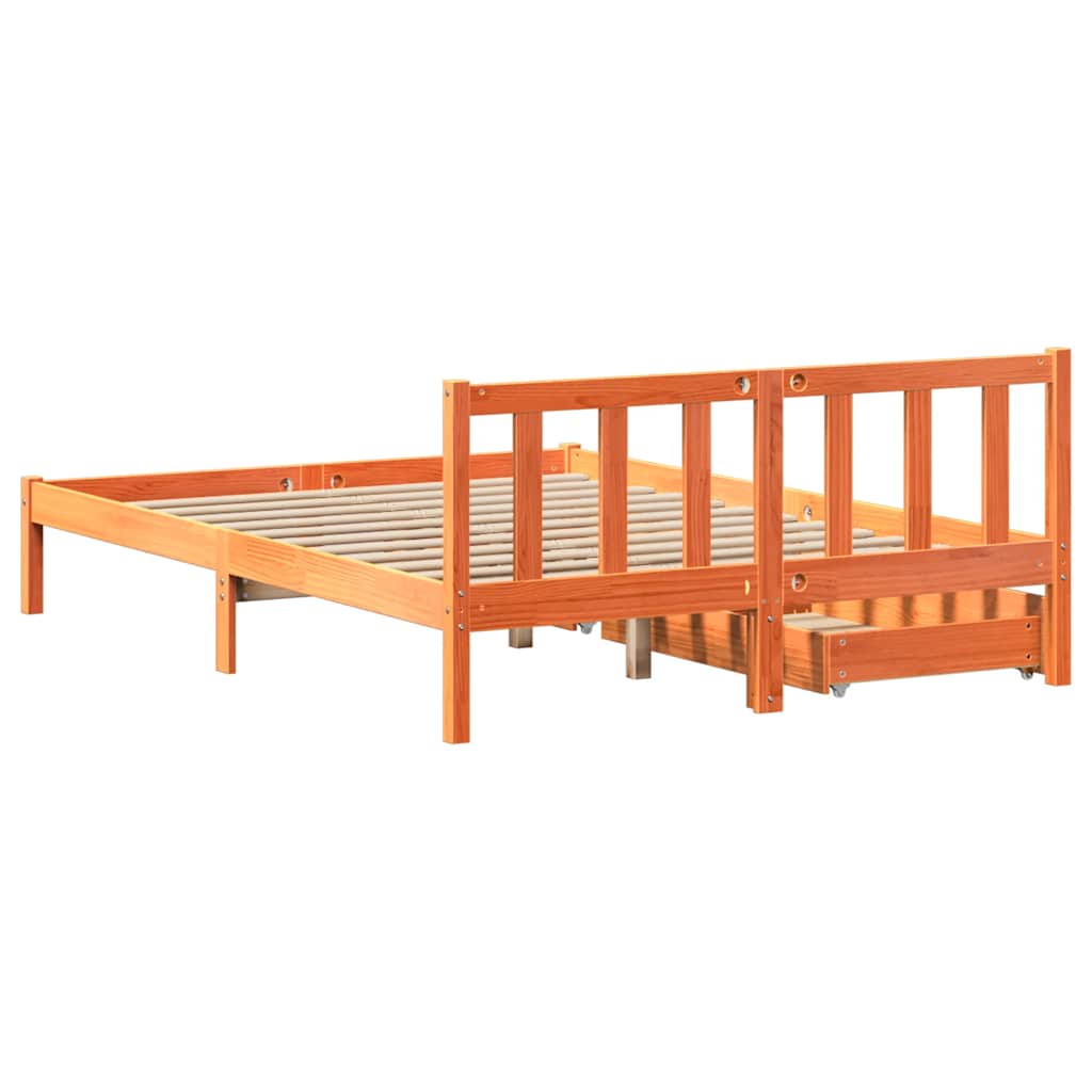 Estructura de cama sin colchón madera maciza marrón 120x190 cm v8764 - Vetonek