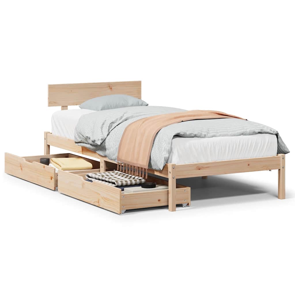 Vetonek Estructura de cama sin colchón madera maciza de pino 90x190 cm
