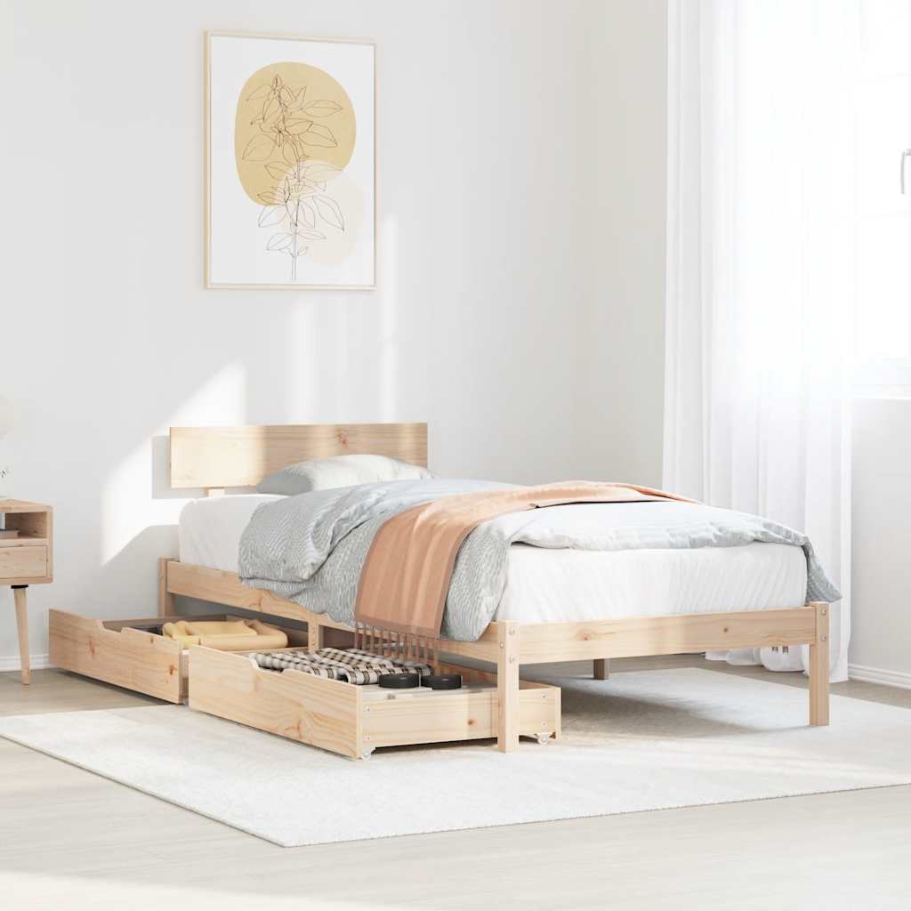Estructura de cama sin colchón madera maciza de pino 90x190 cm v8894 Vetonek
