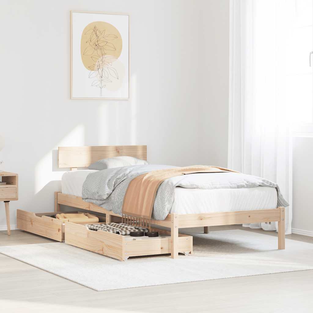 Estructura de cama sin colchón madera maciza de pino 90x200 cm v8979 Vetonek