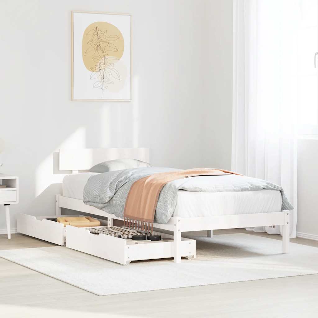 Vetonek Estructura de cama sin colchón madera de pino blanca 90x200 cm