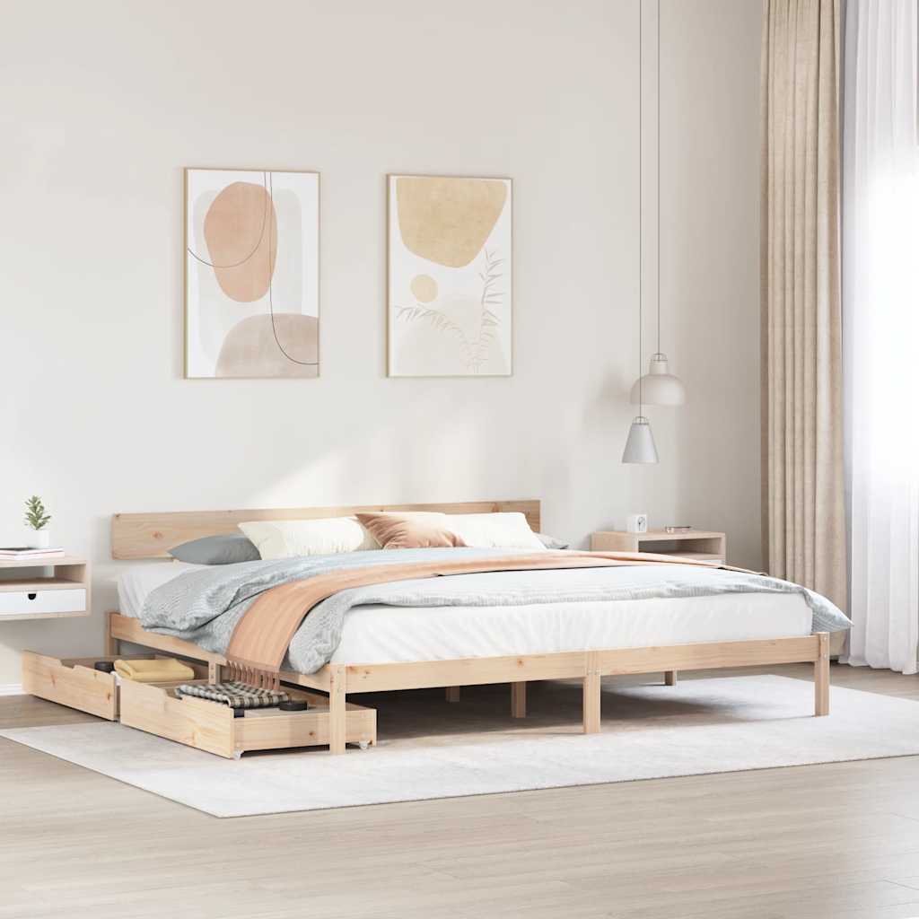 Vetonek Estructura de cama sin colchón madera maciza de pino 180x200 cm