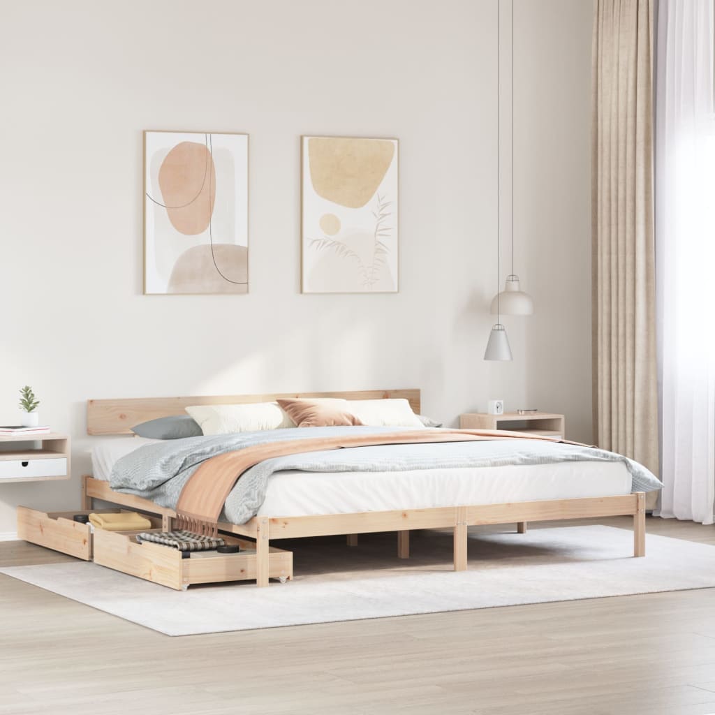 Vetonek Estructura de cama sin colchón madera maciza de pino 200x200 cm