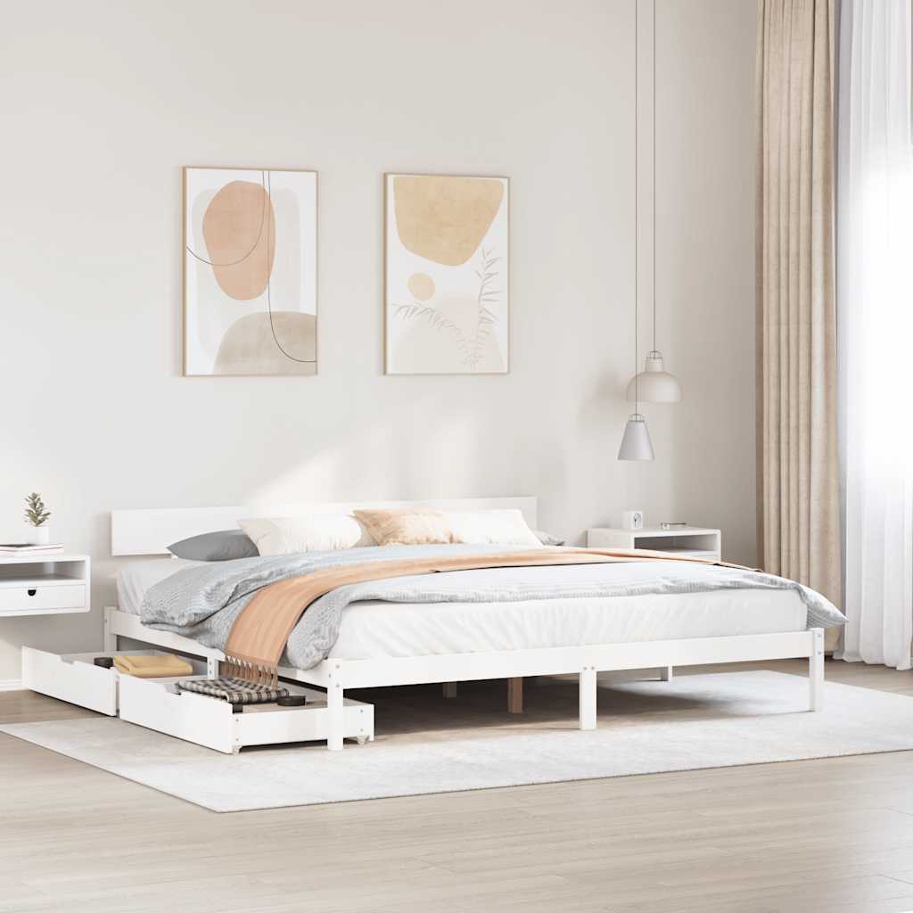 Vetonek Estructura de cama sin colchón madera maciza blanca 200x200 cm