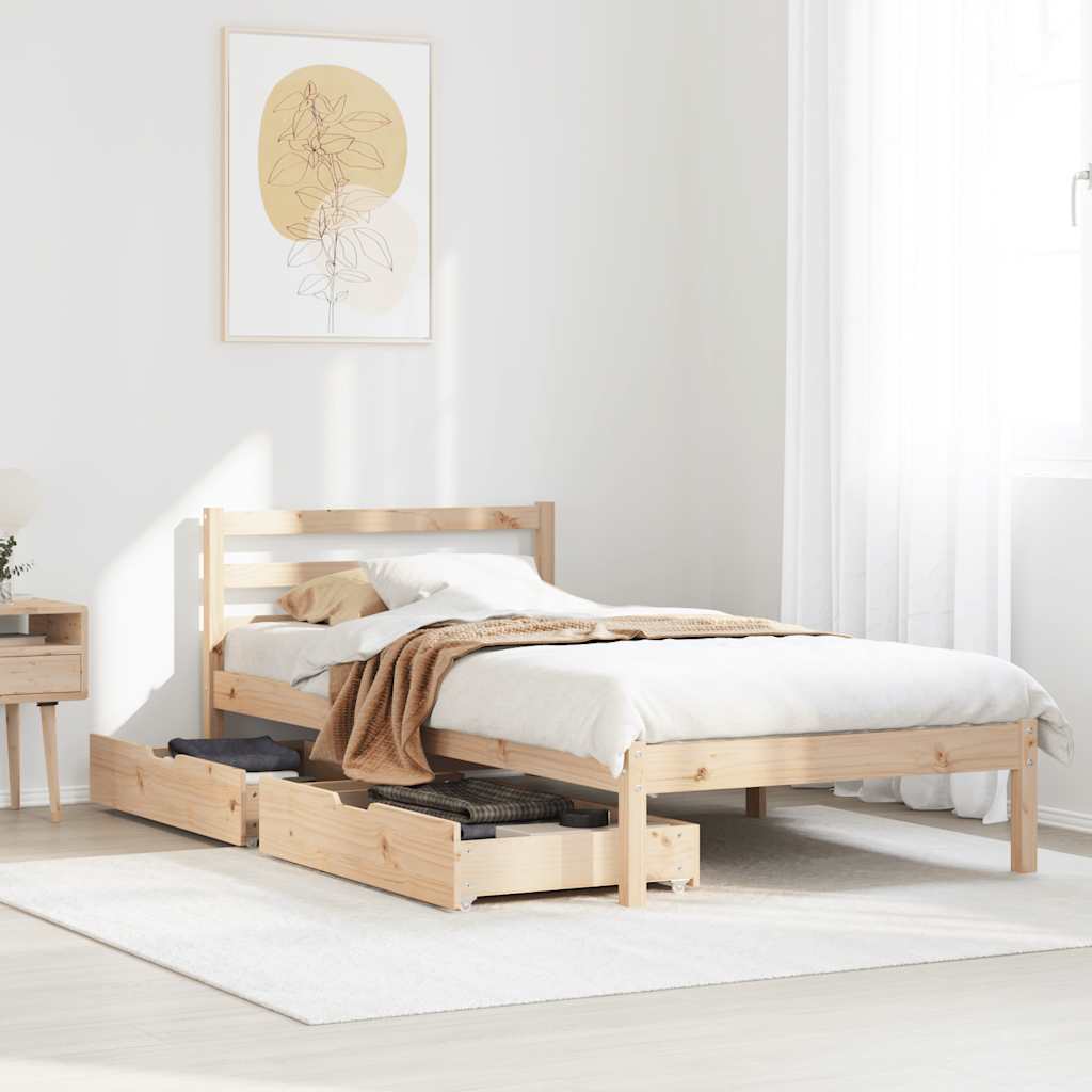 Vetonek Estructura de cama sin colchón madera maciza pino 75x190 cm