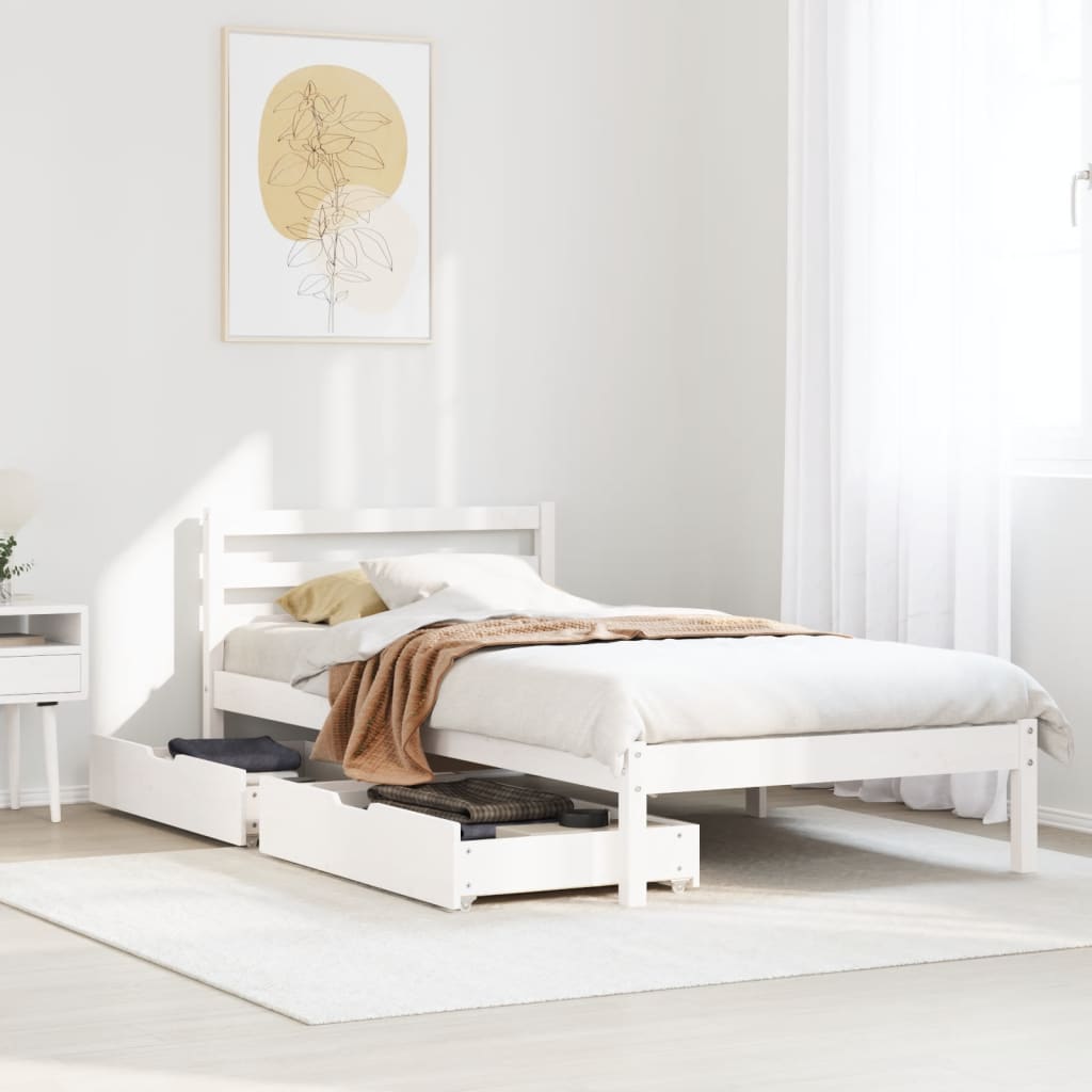 Vetonek Estructura de cama sin colchón madera de pino blanca 90x200 cm