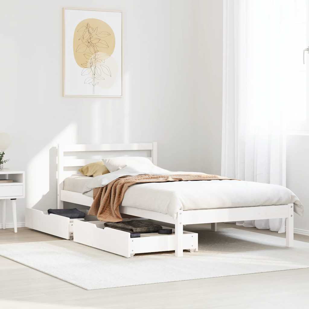 Vetonek Estructura cama sin colchón madera maciza pino blanca 100x200cm