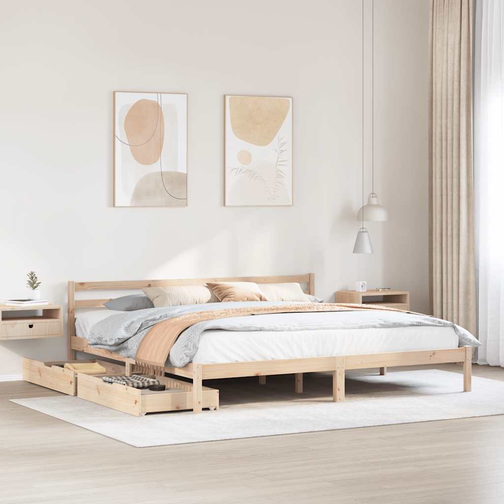 Vetonek Estructura de cama sin colchón madera maciza de pino 180x200 cm