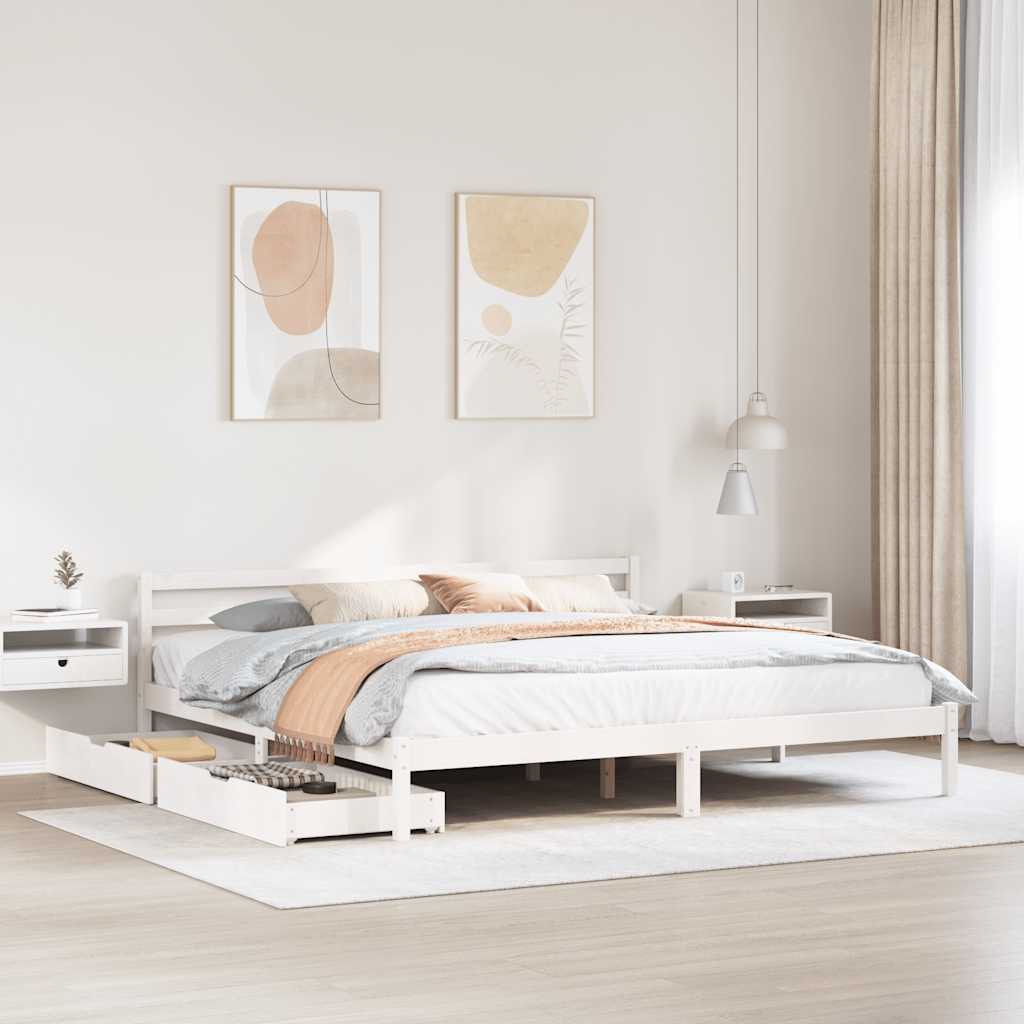 Vetonek Estructura de cama sin colchón madera maciza blanca 200x200 cm