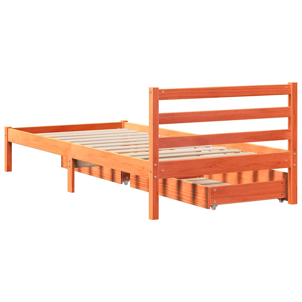 Estructura de cama sin colchón madera maciza marrón 90x190 cm v9402 - Vetonek