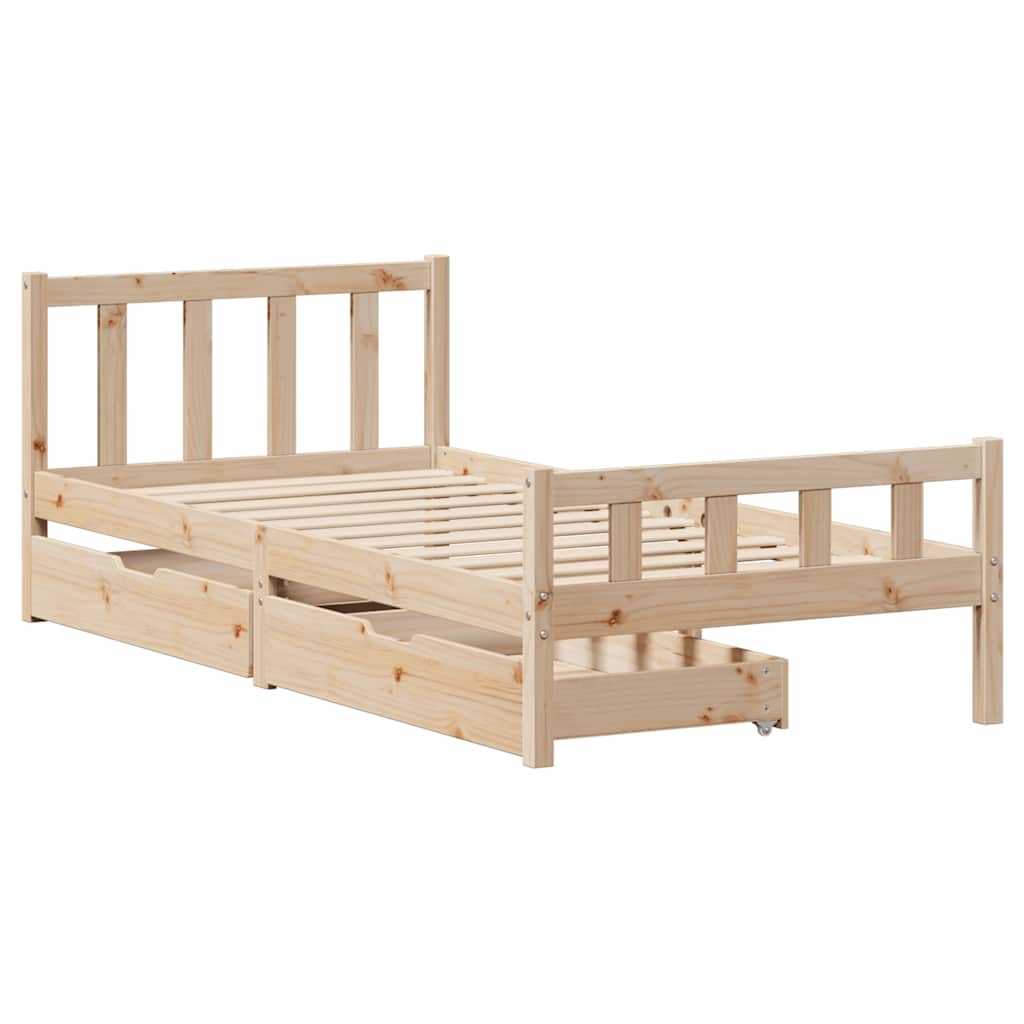 Estructura de cama sin colchón madera maciza pino 75x190 cm v9525 - Vetonek