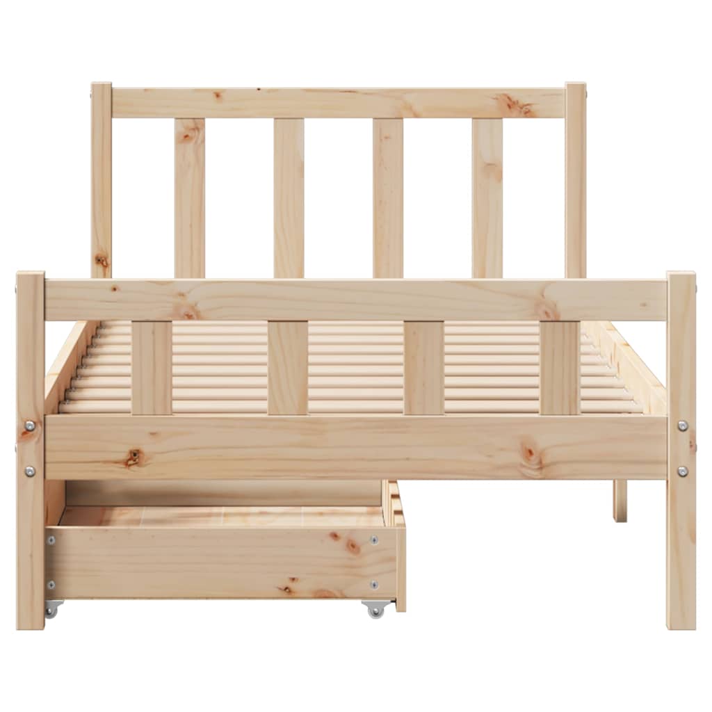 Estructura de cama sin colchón madera maciza pino 75x190 cm v9525 - Vetonek