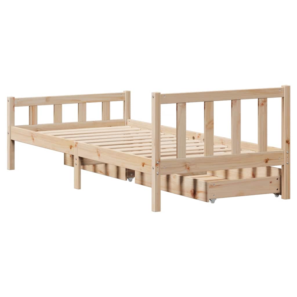 Estructura de cama sin colchón madera maciza pino 75x190 cm v9525 - Vetonek