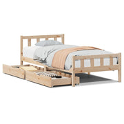 Vetonek Estructura de cama sin colchón madera maciza de pino 90x190 cm