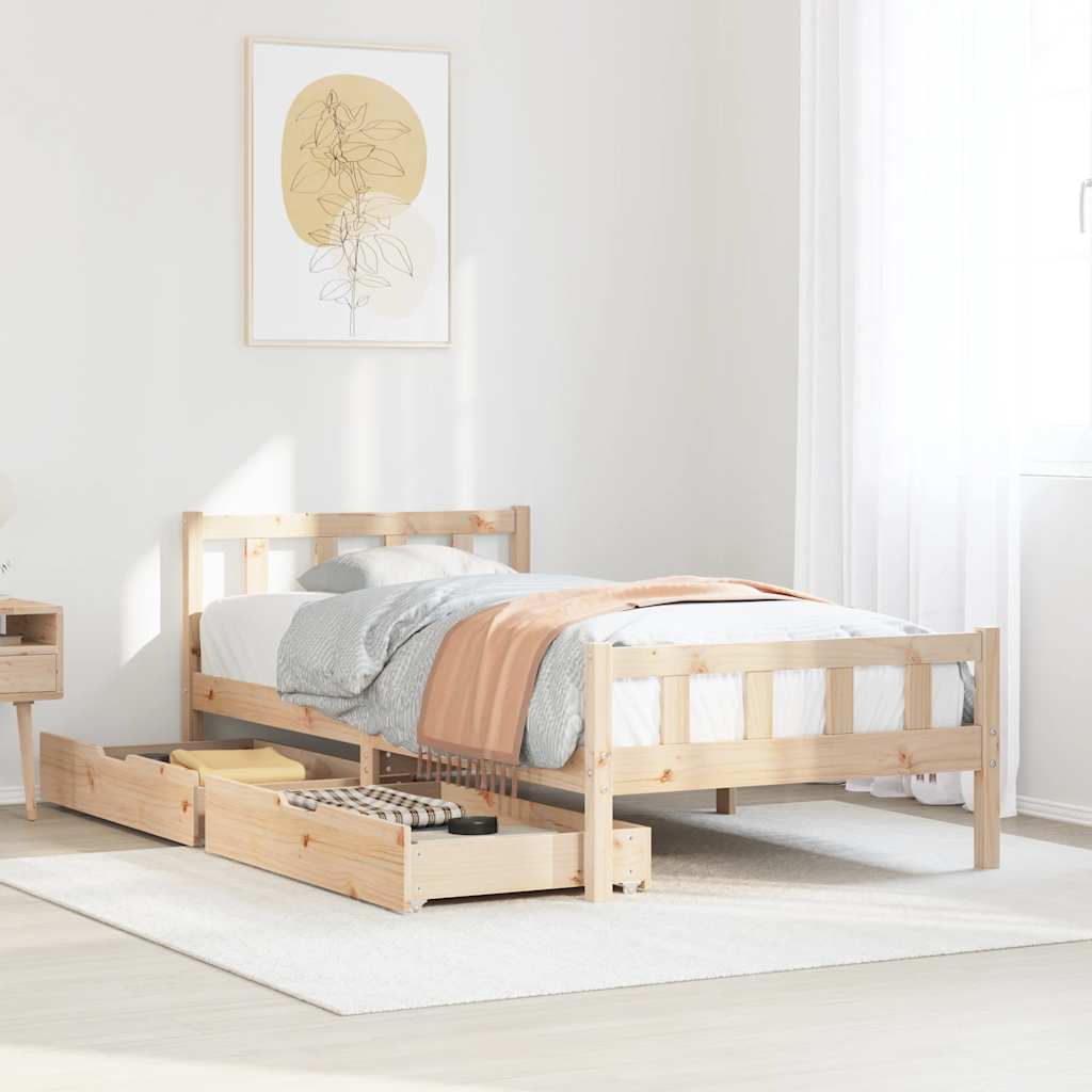 Estructura de cama sin colchón madera maciza de pino 90x190 cm v9549 Vetonek