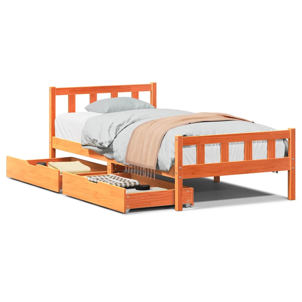 Estructura de cama sin colchón madera maciza marrón 75x190 cm - Vetonek