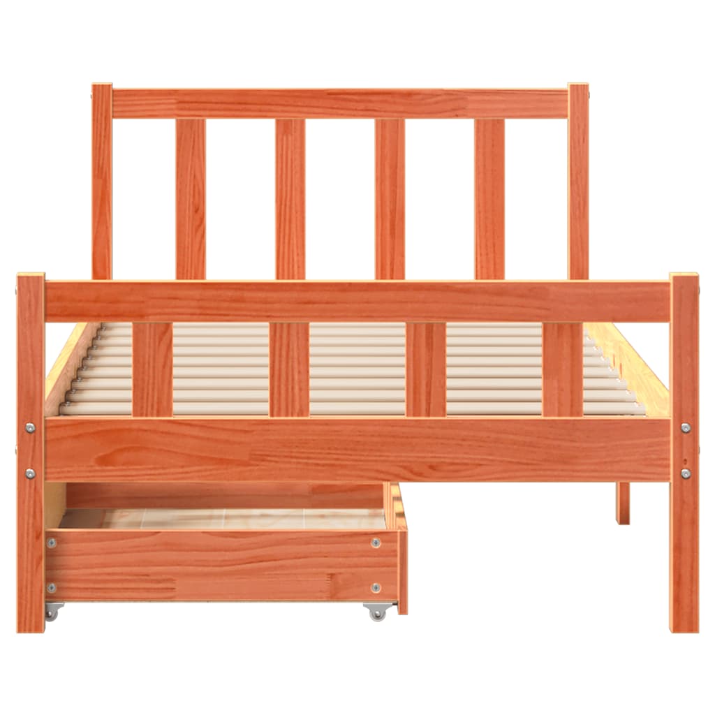 Estructura de cama sin colchón madera maciza marrón 75x190 cm - Vetonek