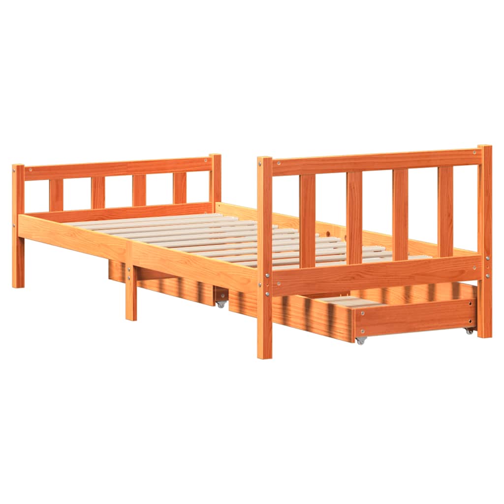 Estructura de cama sin colchón madera maciza marrón 75x190 cm - Vetonek
