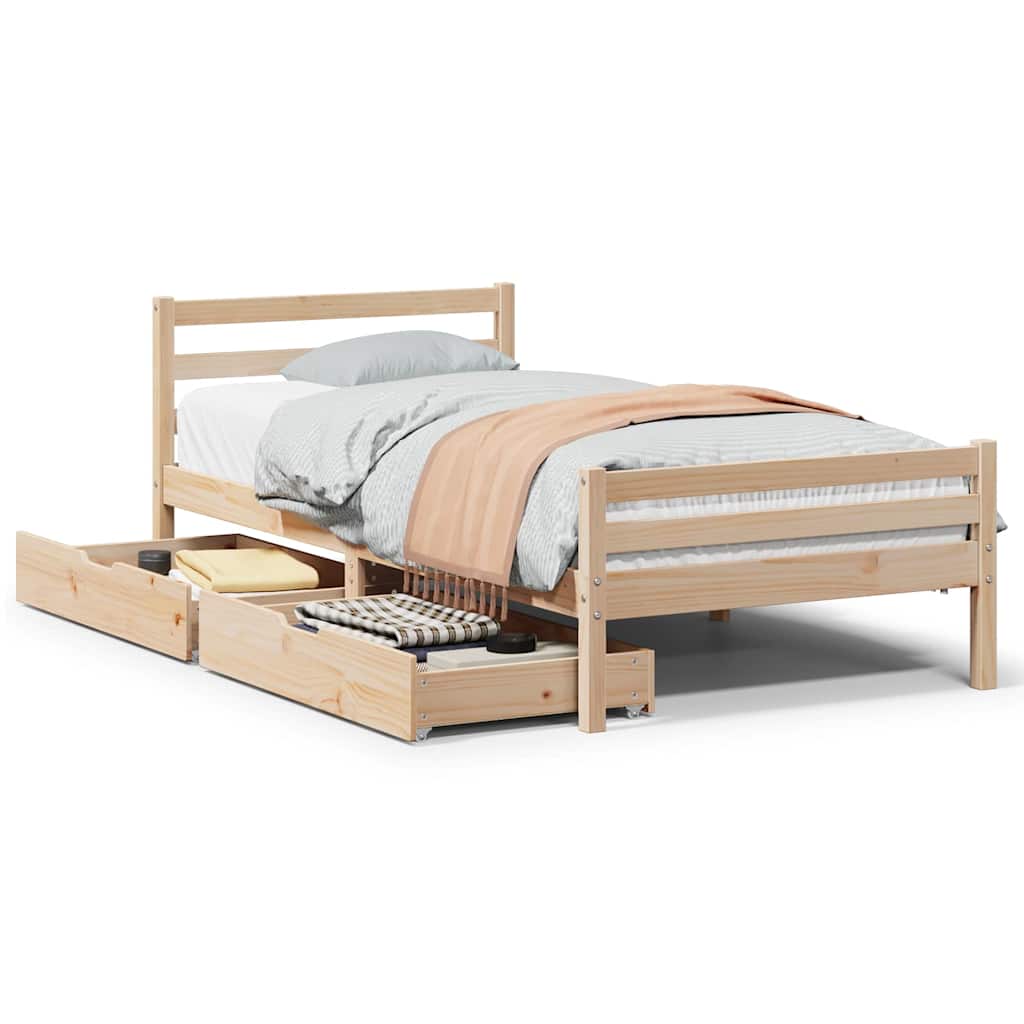 Vetonek Estructura de cama sin colchón madera maciza de pino 90x200 cm